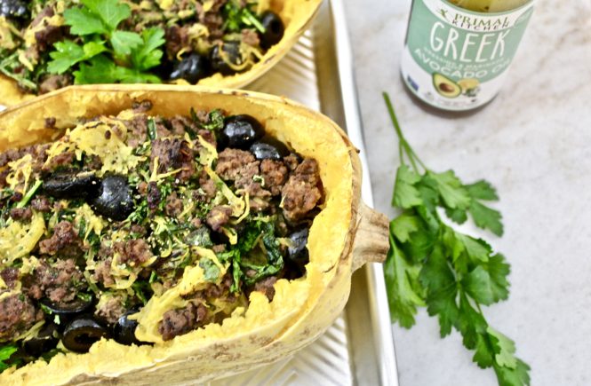 greek spaghetti squash boats full